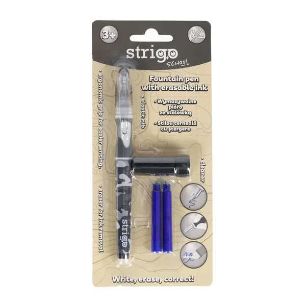 Stilou Strigo cu Cerneala care se sterge + Dispozitiv Curatare Penita + 2 Rezerve , Design Desert