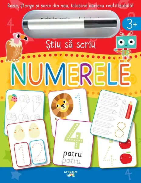 Stiu sa scriu, Numerele, scrie, sterge si scrie din nou, folosind carioca reutilizabila
