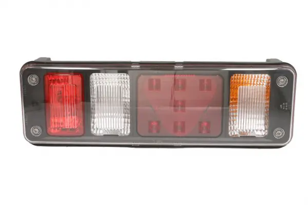 Stop lampa spate stanga Hibrid (LED P21W, 24V, cu semnalizator, cu lumina ceata, lumina marsalier, cu lumina stop, lumina parcare, reflector triunghiular, marcaj lateral, conector: 4x SuperSeal 2PIN A