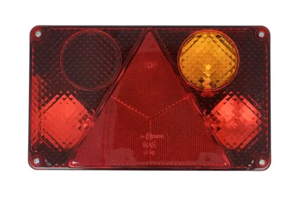 Stop spate dreapta (12V, cu intermitent, cu stop, lumina de parcare, reflector triunghiular, surub, numar conexiuni: 5, conector: WAS 5, cu becuri)