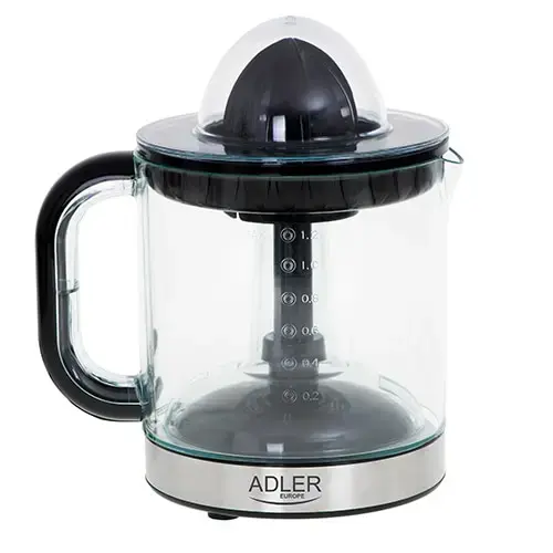 Storcator de citrice Adler AD 4012, 60 W, 1.2 L, Doua conuri, Functie de pornire/oprire automata (Negru/Transparent)