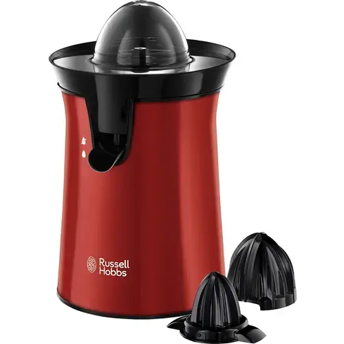 Storcator de citrice Russell Hobbs Colours Plus+ Flame Red 26010-56, 60 W, 2 conuri, actiune reversibila, Inox, Rosu