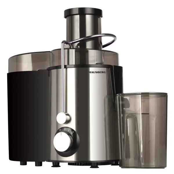 Storcator de fructe si legume Hausberg HB-7645, 600 W, 2 viteze + Turbo, recipient pulpa 1 l, recipient suc 550 ml, accesoriu impingere, negru + argintiu Engros
