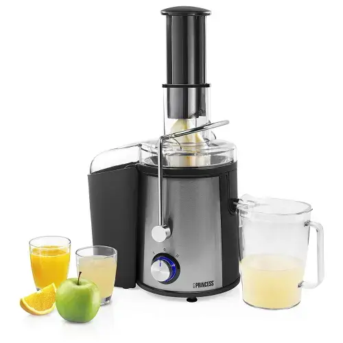 Storcator de fructe si legume Princess 0120304001002, 700 W, recipient colectare pulpa 2.8 l (Negru/Inox)