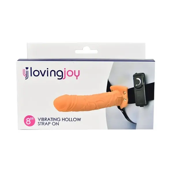 Strap On LOVINGJOY - Vibrating Hollow, extensie de penis cu vibratie, 20 cm, culoarea pielii