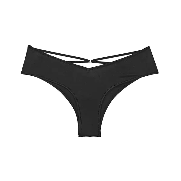 Strappy-back high-leg cheeky panty - black S