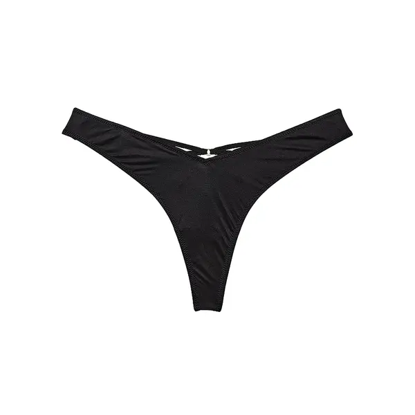 Strappy-back high-leg thong panty - black L