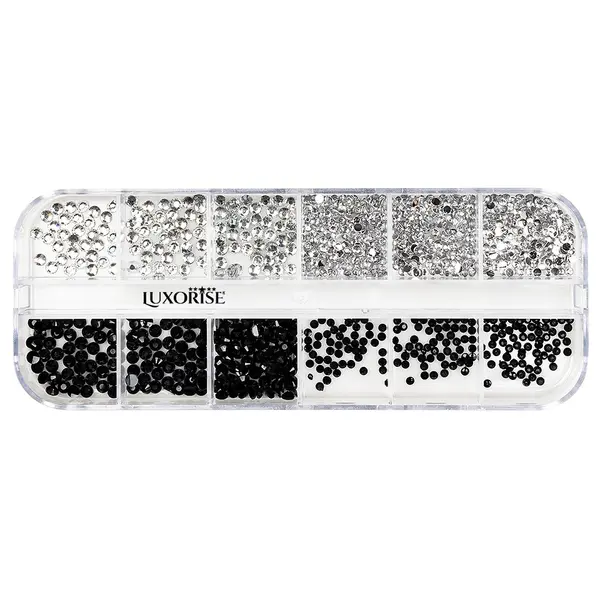 Strasuri Unghii LUXORISE, Disco Black & White, 12 modele