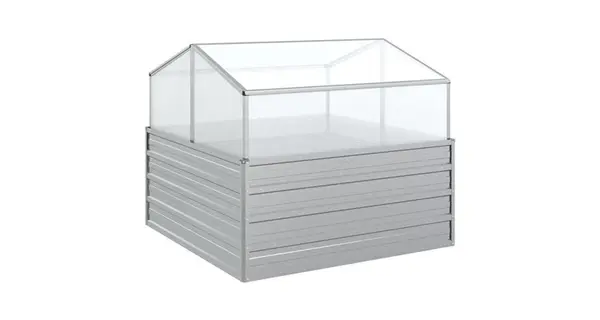 Strat inaltat cu sera de gradina, argintiu, 100x100x85 cm