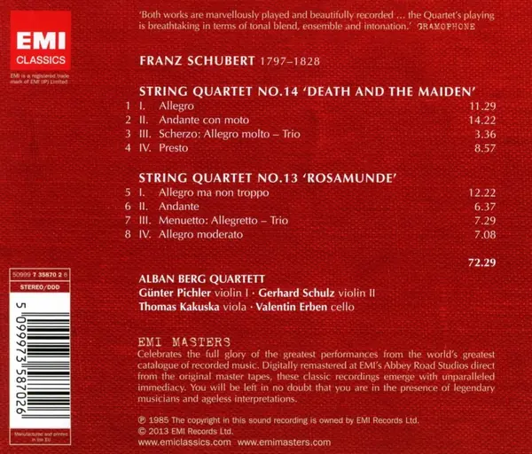 String Quartets No.13 'Rosamunde' / No.14 'Death And The Maiden' | Alban Berg Quartett