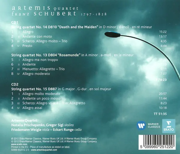 String Quartets No. 13 "Rosamunde", No. 14 "Death And The Maiden", No. 15 G Major | Schubert, Artemis Quartet