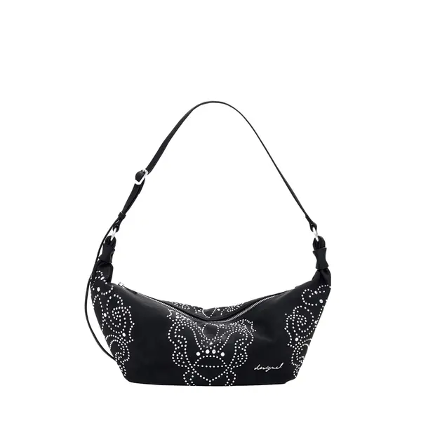 Studded faux leather bag schwarz