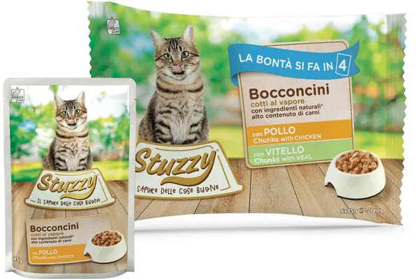STUZZY Chunks Pachet plicuri ptr pisici, cu Viţel/Pui 4x85g