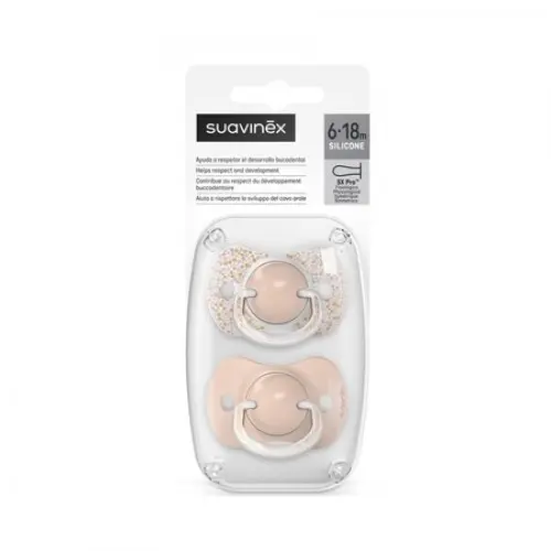 Suavinex suzeta fiziologica din silicon SX Pro Dreams 6-18luni, piersica x 2 bucati (308276) Zephyr Labs