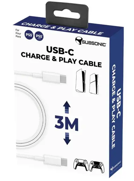 Subsonic Usb-c/usb-c Charge & Play Cable 3m (slim)