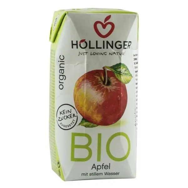 Suc de Mere BIO, cu Pai, Hollinger, 200 ml, Hollinger