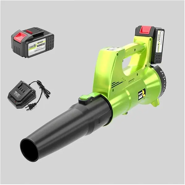 Suflanta de frunze electrica cu 2 Acumulatori, Putere 3500W, 12.000 De Rotatii/min, Volum Aer 2.3 Metri Cubi/Minut, Negru/Verde