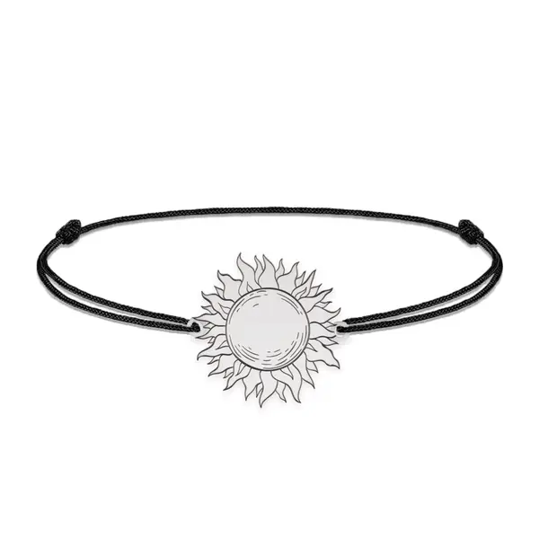 Sun- Bratara personalizata snur cu soare din argint 925