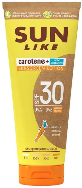 Sun Like Carotene+ Loțiune de protecție solară, SPF30, 200 ml