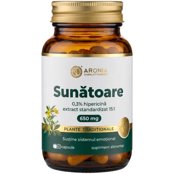 Sunătoare 650 mg — 60 capsule cu extract concentrat din Sunătoare pentru echilibru emoțional, reducerea stresului și relaxare | Plante Tradiționale