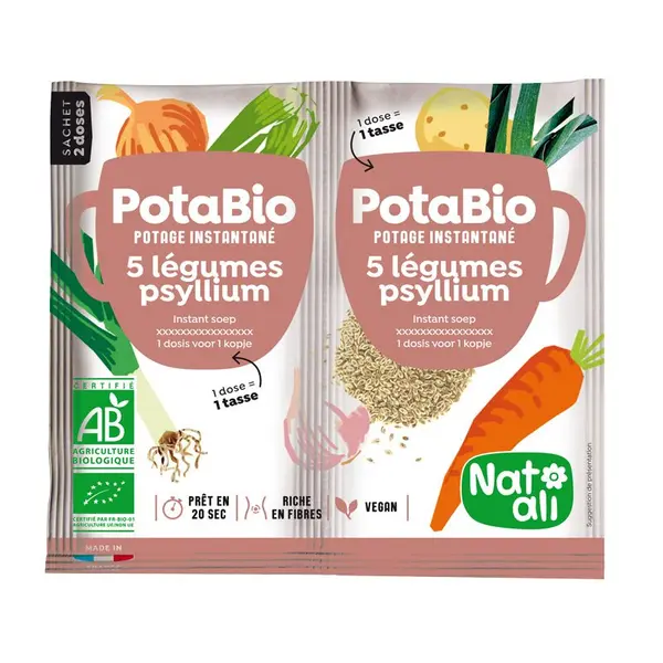 Supa instant cu 5 legume si psyllium bio 2 buc x 8.5g 17g Nat-ali