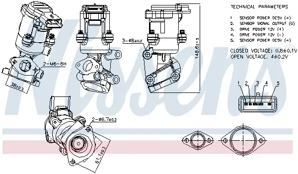 Supapa EGR potrivit CITROEN C5 III, C6; JAGUAR S-TYPE II, XF I, XJ; LAND ROVER DISCOVERY III, DISCOVERY IV, RANGE ROVER SPORT I; PEUGEOT 407, 607 2.7D 06.04-