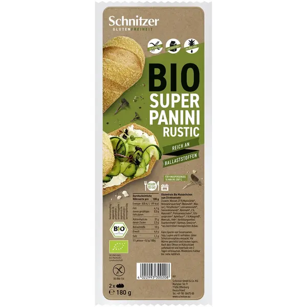 Super panini rustic 2 bucati fara gluten, eco - 180 g