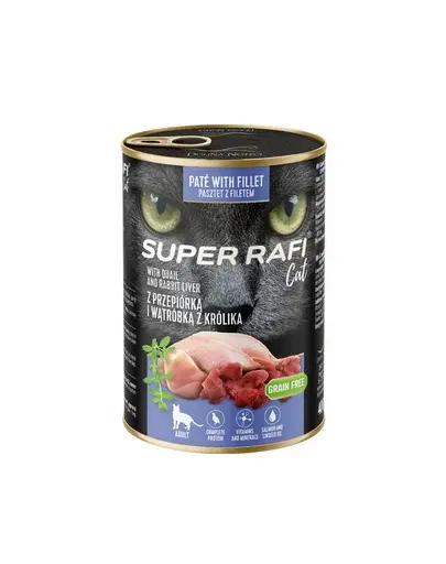 SUPER RAFI Cat prepeliță și ficat iepure 400 g hrană pisici adulte