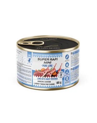 SUPER RAFI Mini Pure Line cu miel și cartof dulce 185 g hrană umedă pentru câini de talie mică