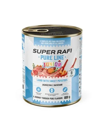 SUPER RAFI Pure Line Junior miel și cartofi dulci 800 g hrană pentru căței