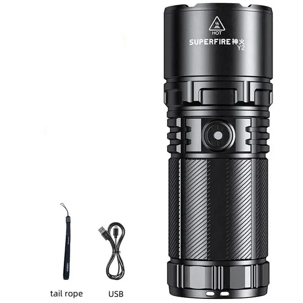 Supfire Lanterna LED Superfire Y2, Zoom, 1400lm, 1000M, incarcare USB-C, Lumina fata, spate, 20W