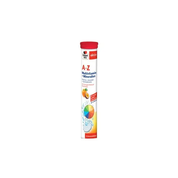Supliment Alimentar, Doppelherz, A-Z, Complex de Vitamine, Minerale si Oligoelemente, Aroma Portocale, 15 comprimate efervescent