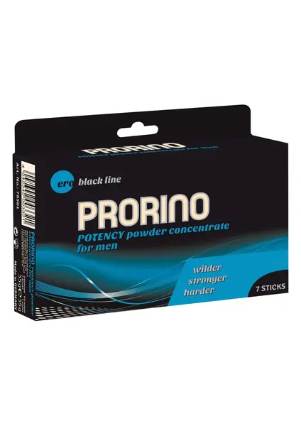 Supliment alimentar Ero - PRORINO Men Black Line, pentru îmbunătățirea performanței sexuale, 7 plicuri