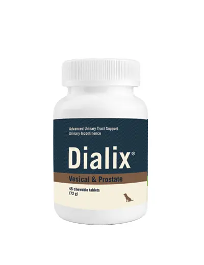 Supliment alimentar pentru consolidarea muschiilor vezicii urinare si pentru functionarea optima la animalele geriatrice și masculi necastrati, DIALIX Vesical & Prostate, VetNova, 45 comprimate