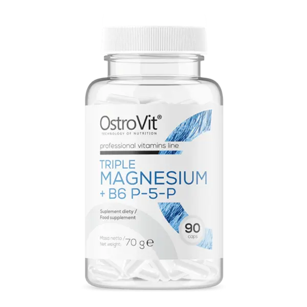 Supliment alimentar Triple Magnesium + B6 P-5-P, 90 capsule, OstroVit