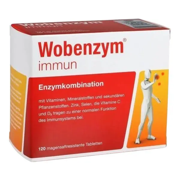 Supliment Alimentar, Wobenzm Immun, cu Vitamina C si D3, Intareste Sistemul Imunitar, 120 tablete