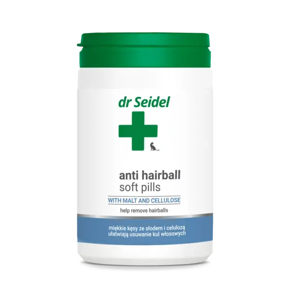 Supliment funcțional pentru prevenirea bezoarelor la pisici Dr. Seidel Anti Hairball softpills