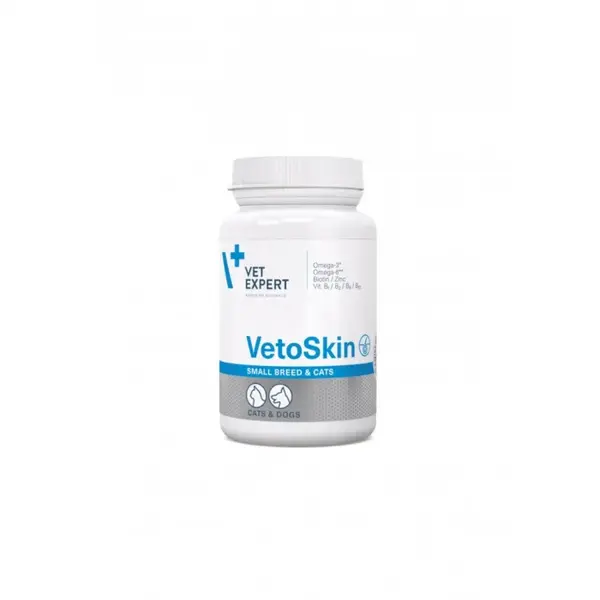 Supliment pentru tratarea afectiunilor dermatologice, la caini si pisici, talie mica, VetoSkin Twist OFF, VetExpert, 60 capsule
