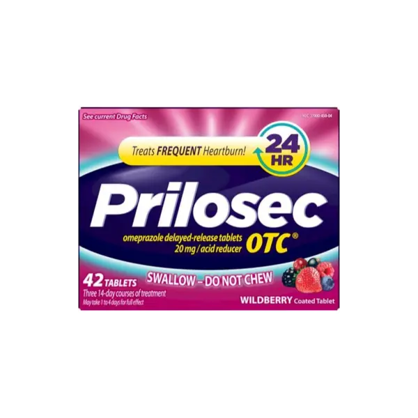 Supliment, Prilosec, Wildberry, Destinat Tratamentului Arsurilor Frecvente la Stomac, Reduce Aciditatea, cu Omeprazol 20 mg, cu Aroma de Fructe de Padure, 42 tablete