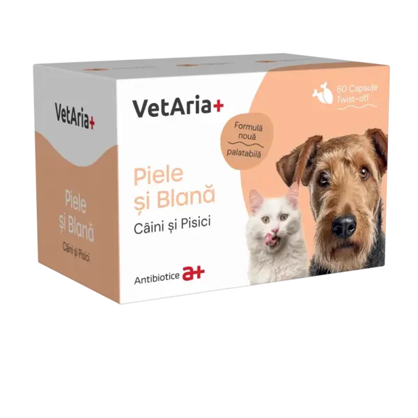 Suplimente VetAria+ Piele Blana pentru caini pisici 60 caps