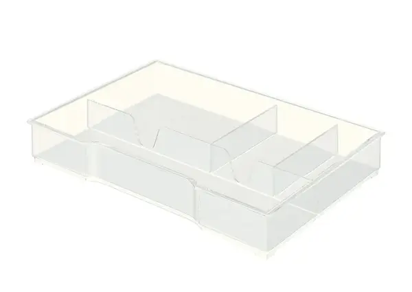 Suport accesorii birou dreptunghiular plastic 4 compartimente transparent Leitz Plus Suport accesorii birou dreptunghiular plastic 4 compartimente transparent Leitz Plus