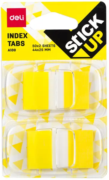 Suport adeziv Deli - 25 х 44 mm, 2 х 50 foi, galben