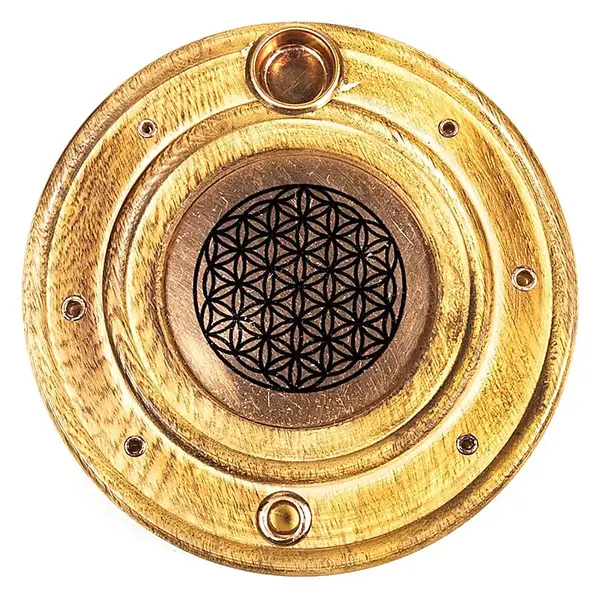 Suport ardere betisoare parfumate din lemn de mango - Flower of Life | Model 2
