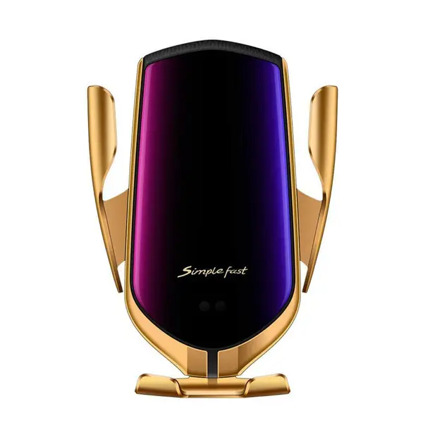 Suport auto cu incarcare rapida wireless DEPOX , Vrum-Vrum Friend, plastic, universal, senzor infrarosu, 13 cm, auriu