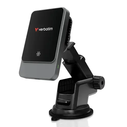 Suport auto magnetic cu incarcare wireless Verbatim Charge 'n' Drive CnD-03, RGB, 15 W (Negru)