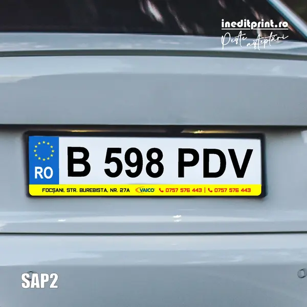 Suport Auto Personalizat (Firme) SAP2 Suport negru bagheta alba