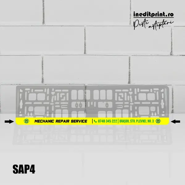 Suport Auto Personalizat (Firme) SAP4 Suport negru bagheta alba
