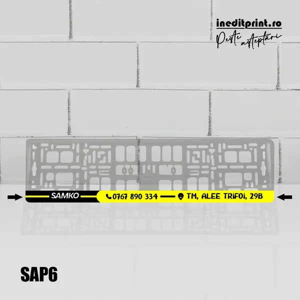 Suport Auto Personalizat (Firme) SAP6 Suport negru bagheta alba