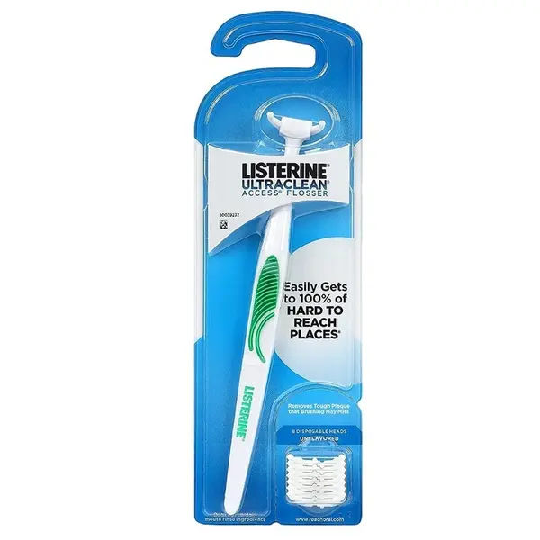 Suport cu Ata Dentara, Listerine, Ultraclean Access Flosser, Maner Ergonomic, Rezistenta, 8 Rezerve Incluse
