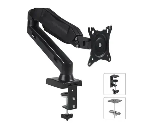 Suport de birou reglabil pentru monitor, dubla articulatie, 13 - 27 inch, Negru, Maclean, MC-860